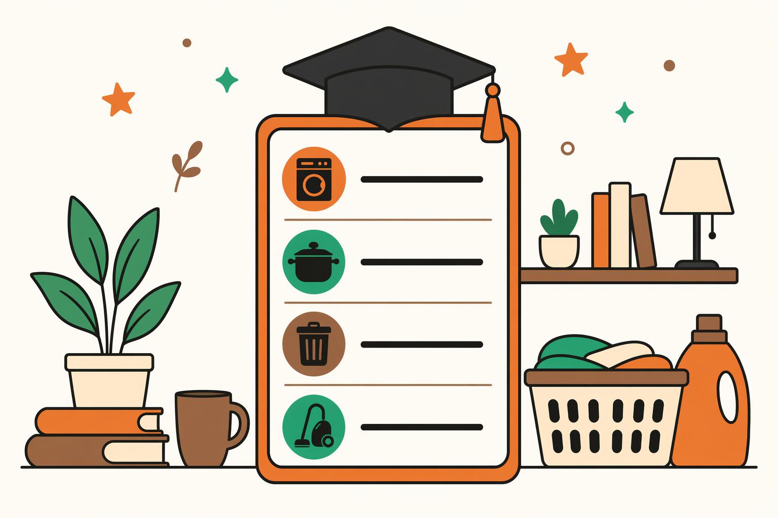 A chore card wearing a small graduation cap.